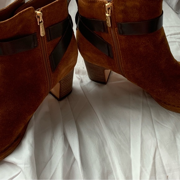 Clarks Women's Suede Ankle Booties in Rich Brown with Dark Strap - Picture 5 of 7